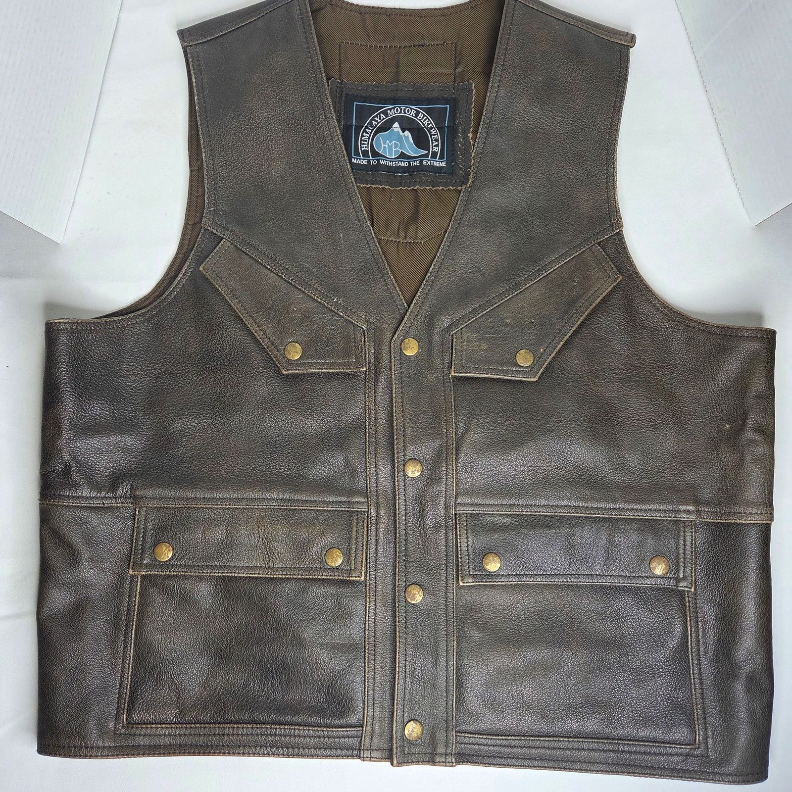 21 Men Vintage Men's Himalaya Leather Motorcycle Riding Vest Size US XL / EU 56 / 4 - 1 Thumbnail
