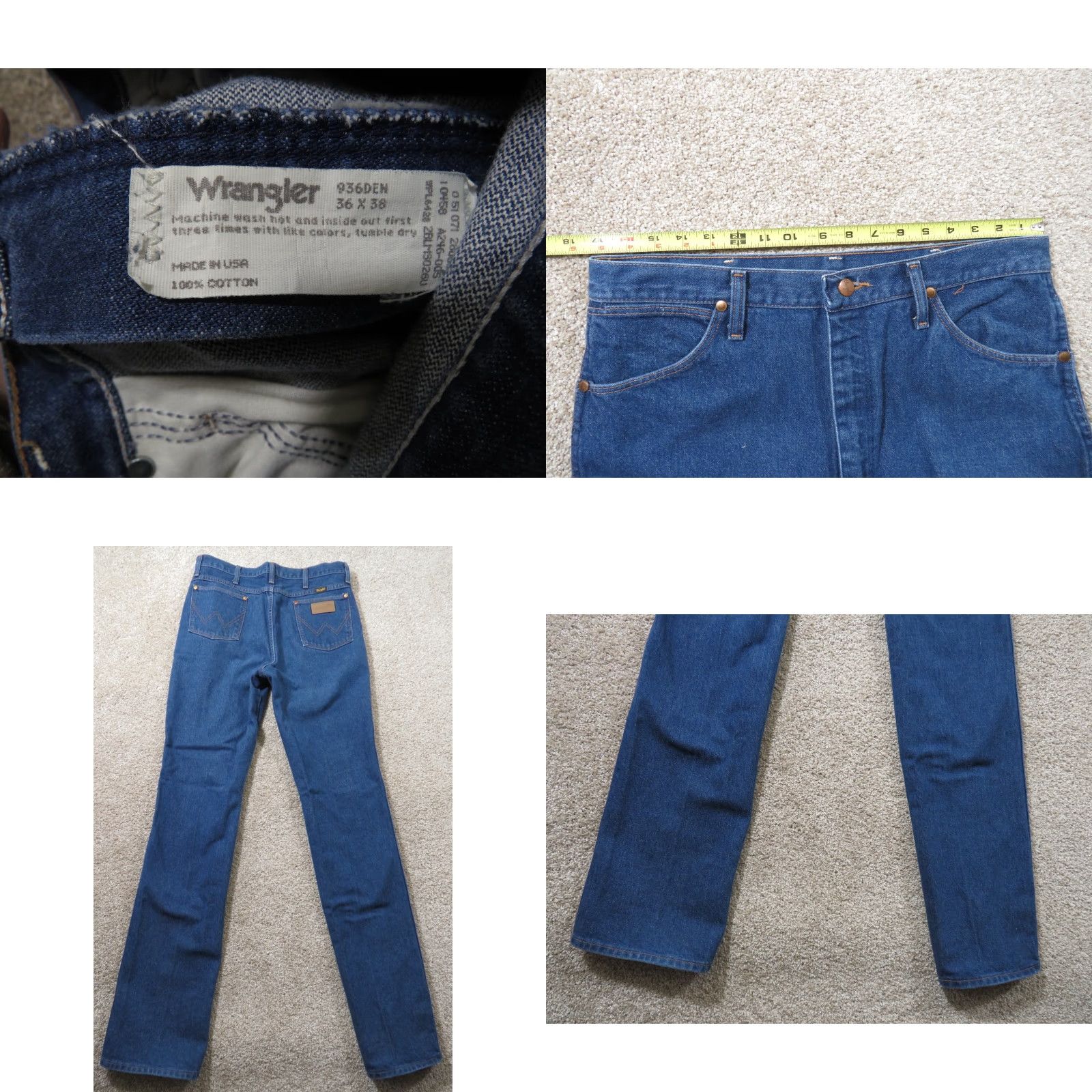 Wrangler VINTAGE Wrangler Jeans Men's 34x37.5 Blue 639DEN Cowboy Cut Made in USA Rodeo Wrangler Cowboy Cut Jeans Mens 34x37.5 Blue Cowboys Size US 34 / EU 50 - 8 Thumbnail