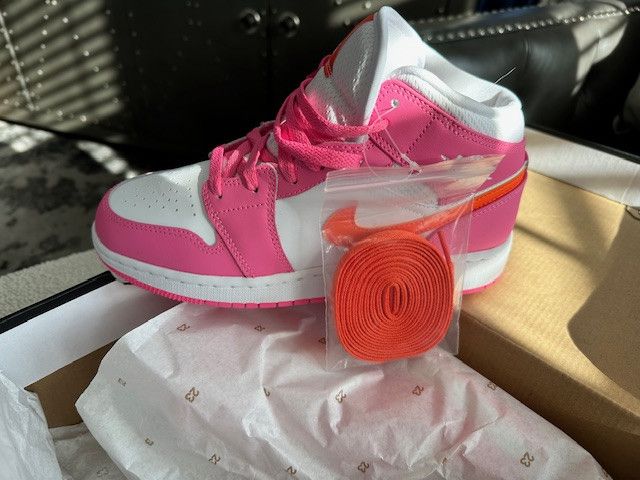 image of Nike Air Jordan 1 Mid Gs "pinksicle" Shoes, Women's (Size 6.5)