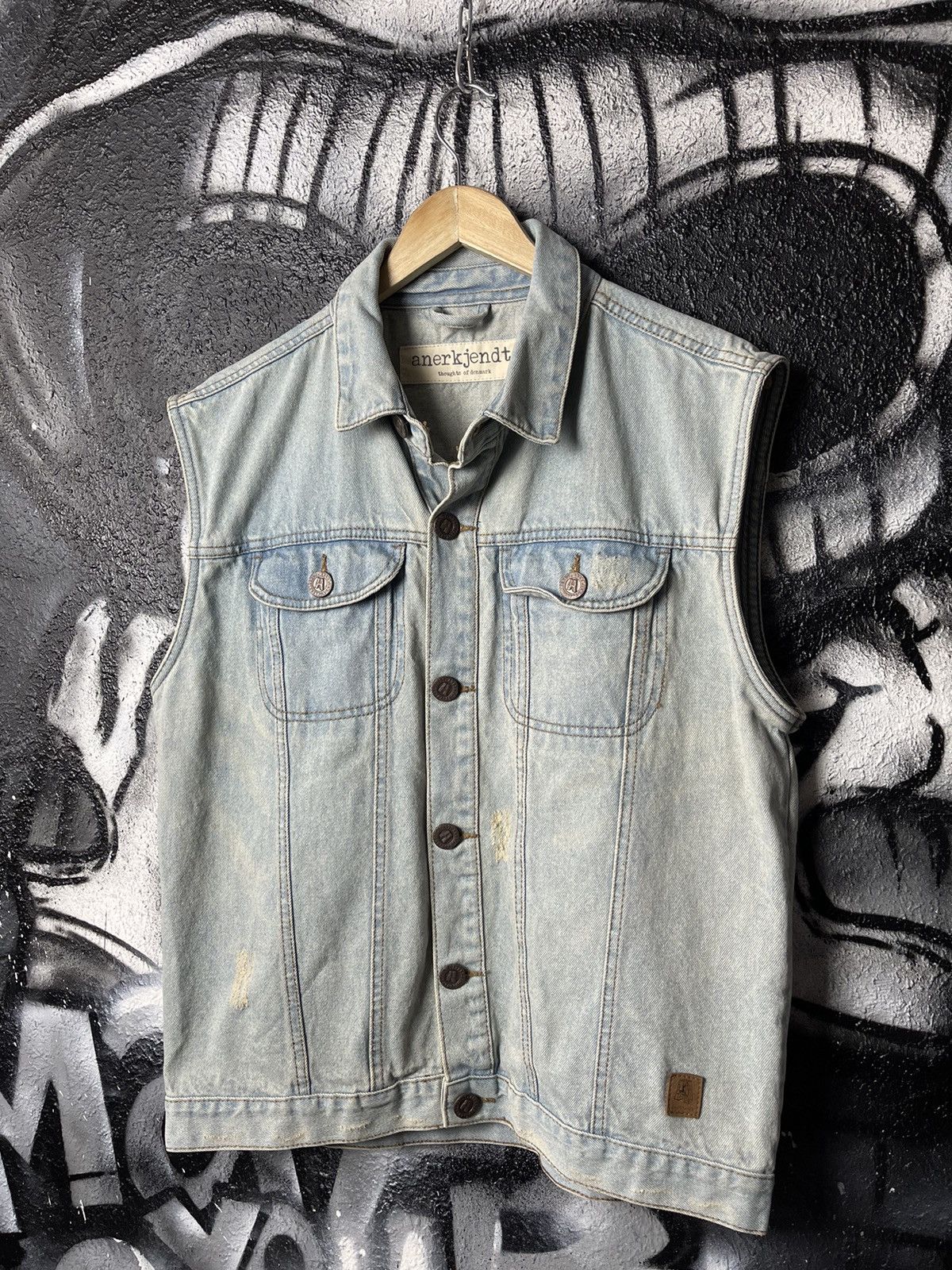 Anerkjendt Anerkjendt Though Of Denmar Blue Denim Jeans Vest Size L Size US M / EU 48-50 / 2 - 1 Thumbnail
