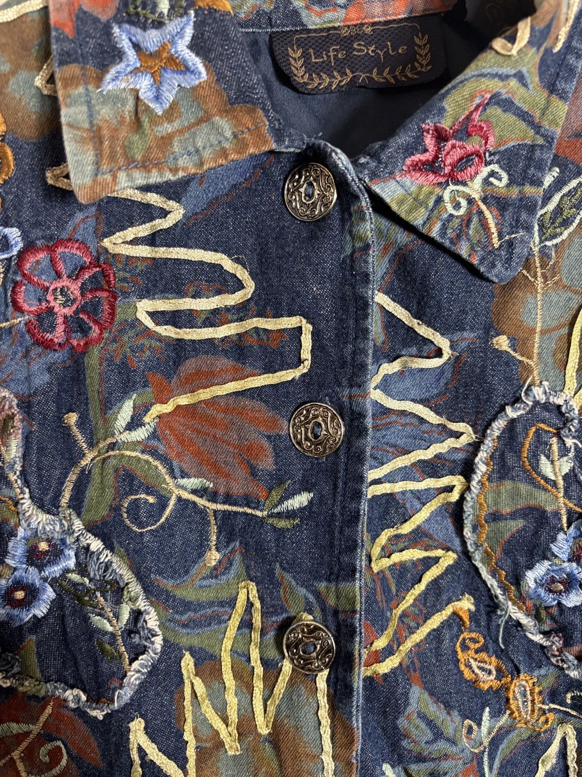 Vintage Vintage Lifestyles Geometric Pattern Jacket AOP Boho Small Size S / US 4 / IT 40 - 2 Thumbnail