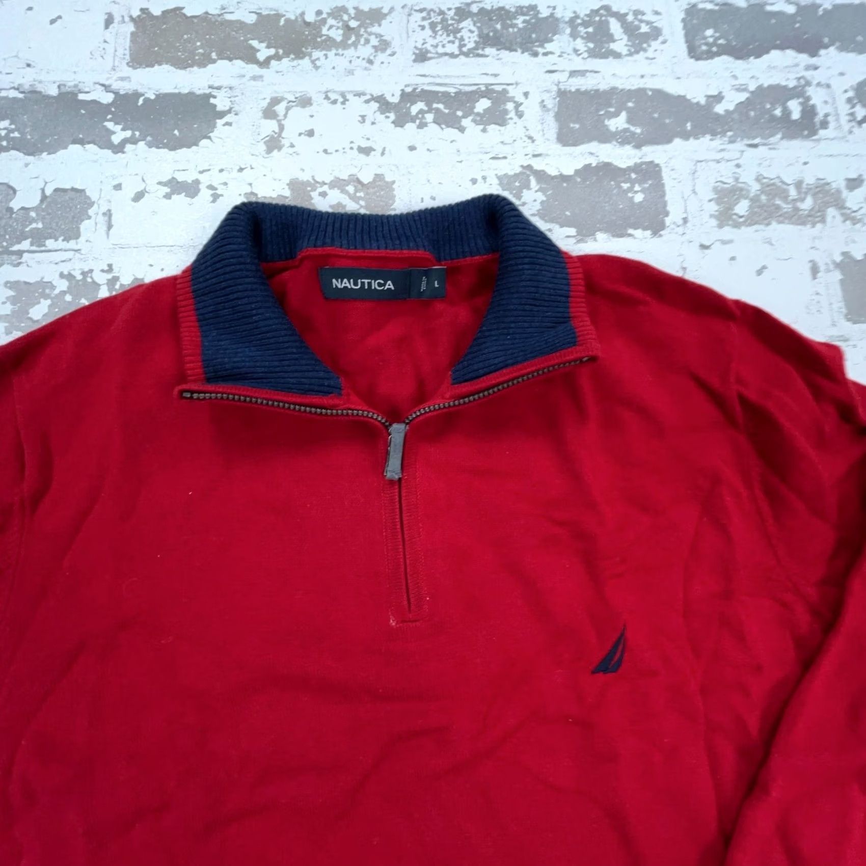 Nautica Nautica Sweater Men Large Red Pullover Quarter Zip Lightweight Golf Dad Size US L / EU 52-54 / 3 - 5 Thumbnail