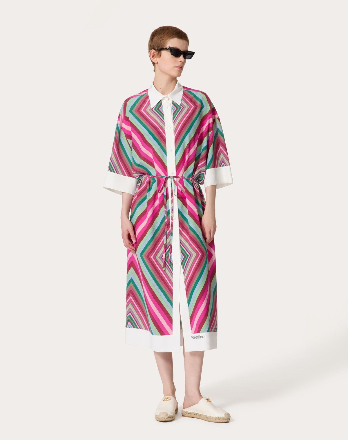 Valentino o1s1wg110525 Foulard Popeline Short Dress in Multicolor Size M / US 6-8 / IT 42-44 - 2 Thumbnail