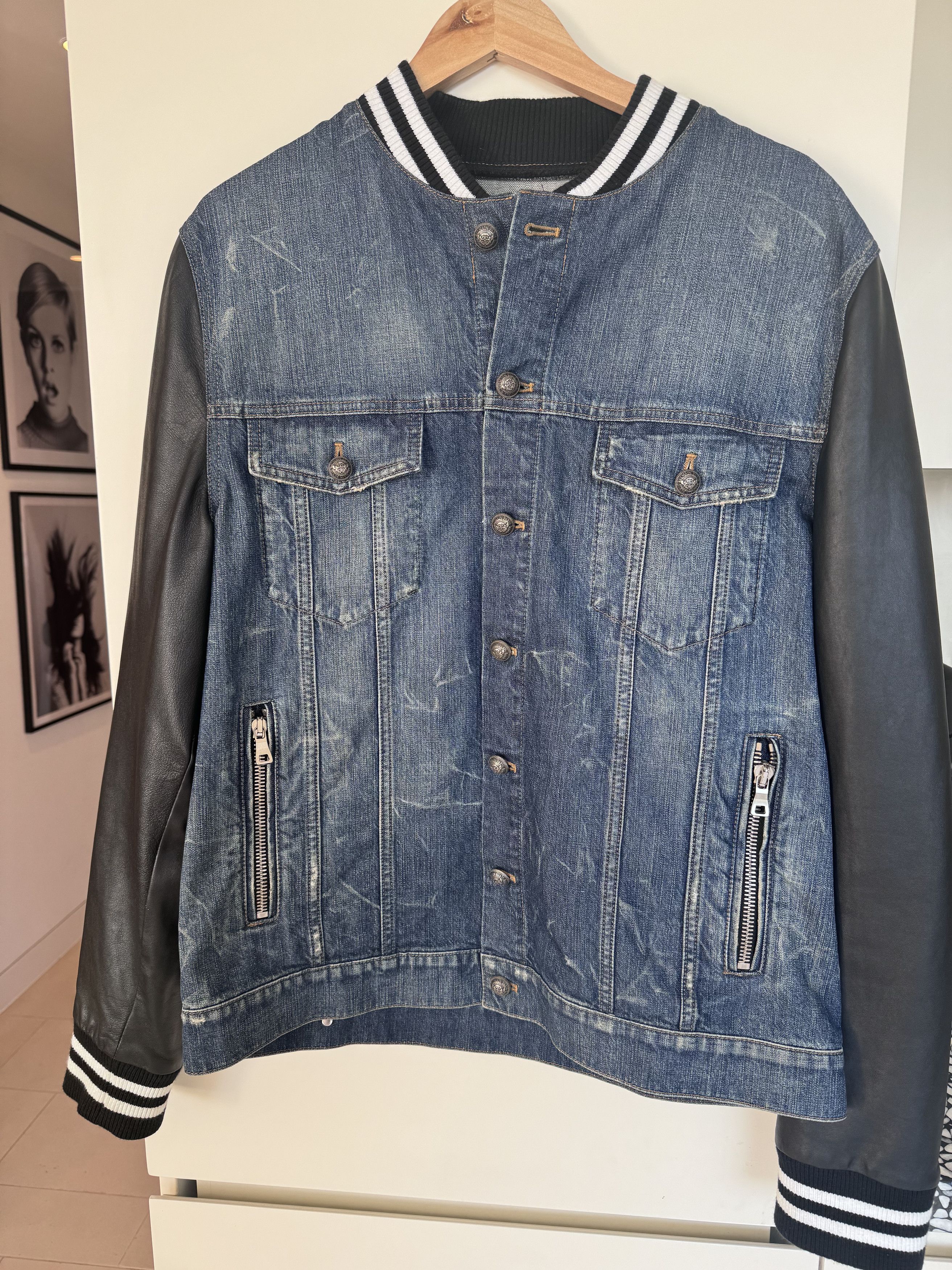 Balmain jeans and leather jacket