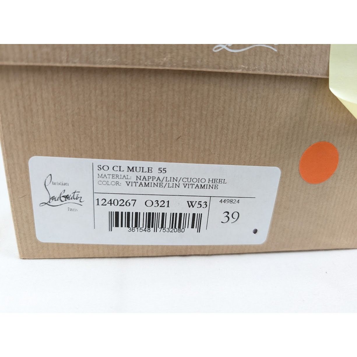 Christian Louboutin o1rshd1 Nappa Heel Mule in Vitamine/Lin Vitamine Size US 9 / IT 39 - 20 Thumbnail