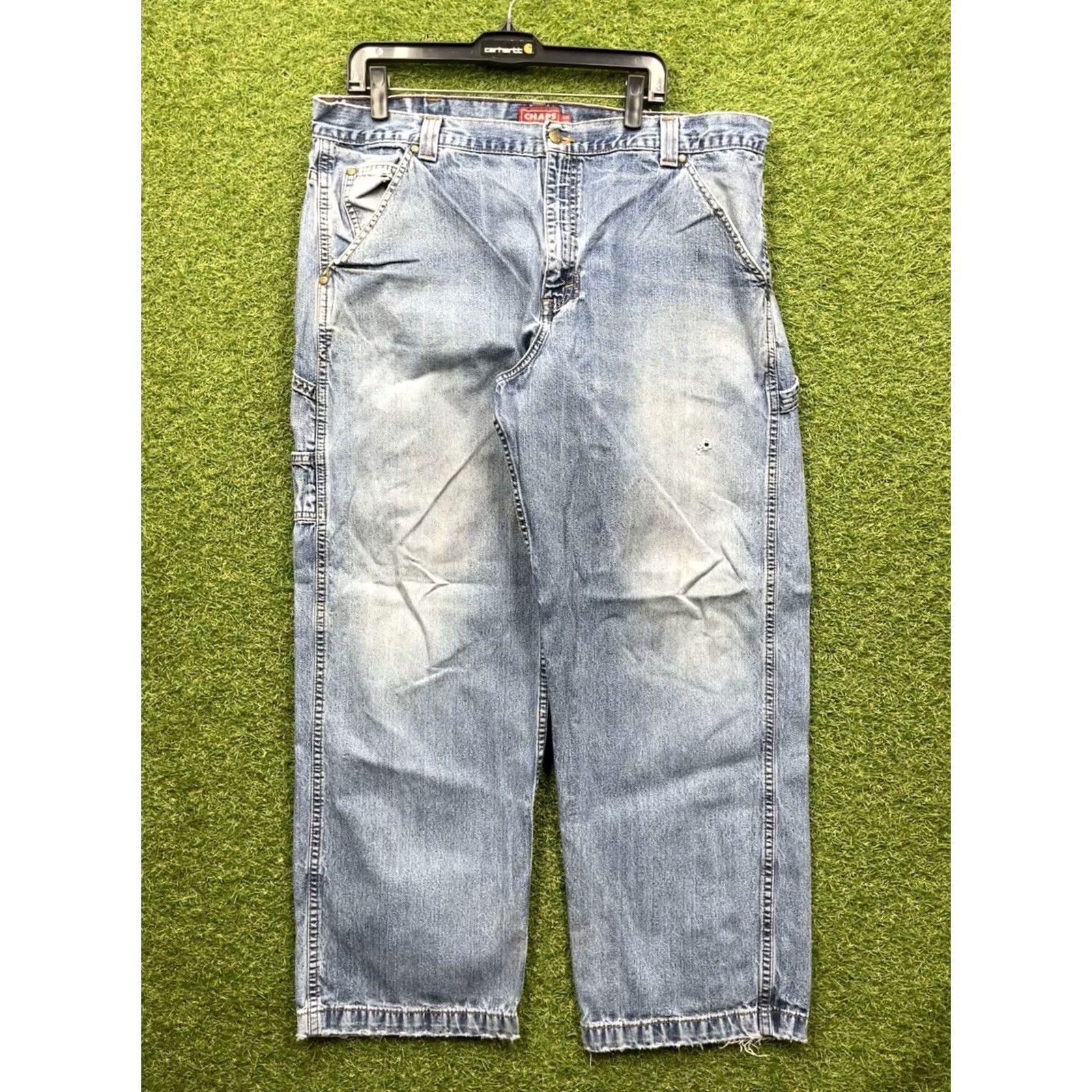 Chaps VINTAGE Chaps Carpenter Jeans Mens 38x30 Denim 5-Pocket Relaxed Waist 38 Blue Grunge Skater Wide Leg Jeans Mens Size US 38 / EU 54 - 3 Thumbnail