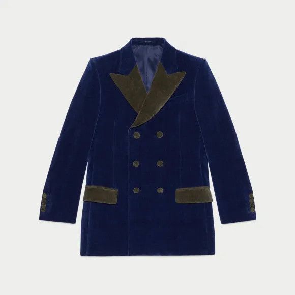 Gucci o1s1wg110225 Velvet Jacket in Dark Blue Size US S / EU 44-46 / 1 - 1 Preview