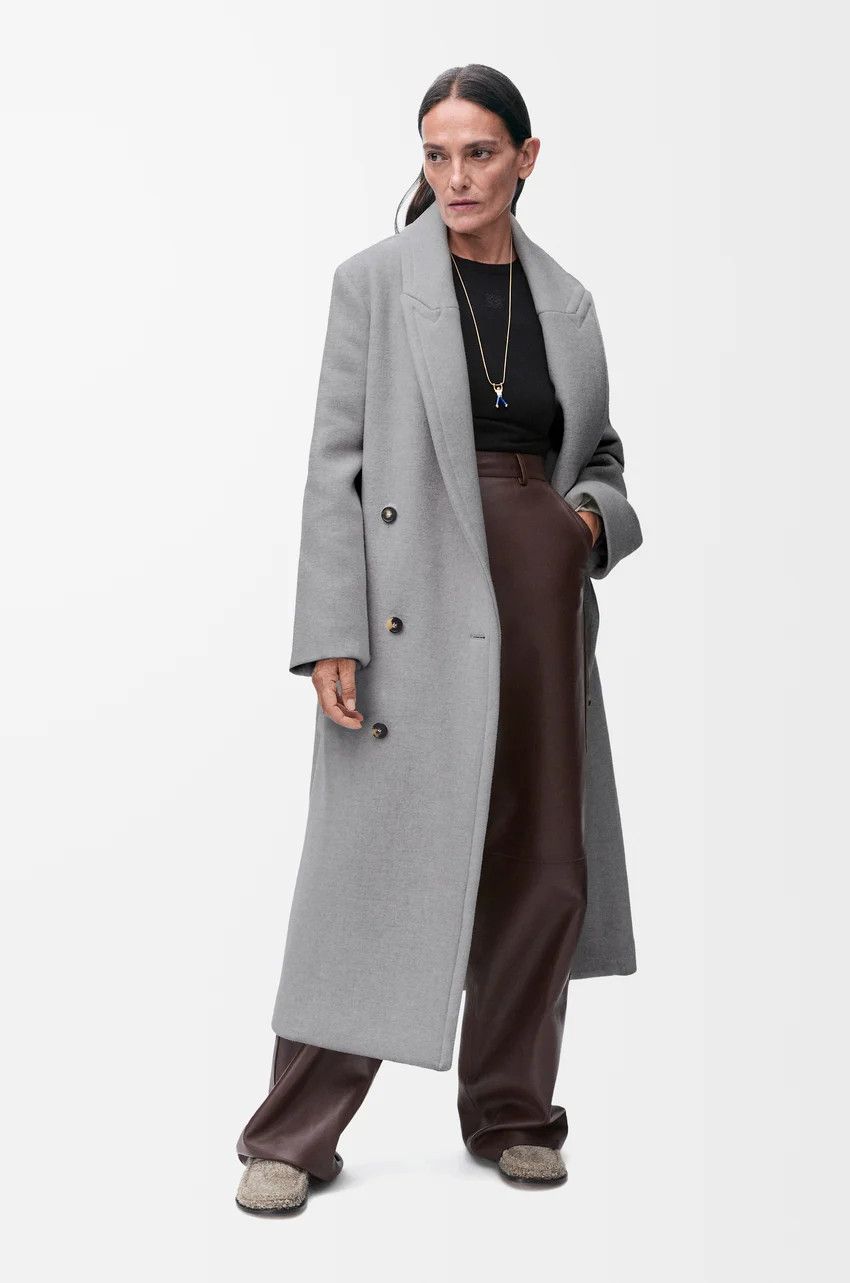 Loewe o1loc1c0525 Double Breasted Coat in Cashmere Light Grey Size XS / US 0-2 / IT 36-38 - 2 Thumbnail