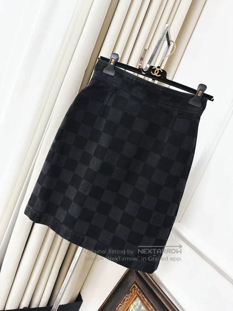 Louis Vuitton Louis Vuitton Black and grey checkered denim skirt Size 35" - 1 Thumbnail