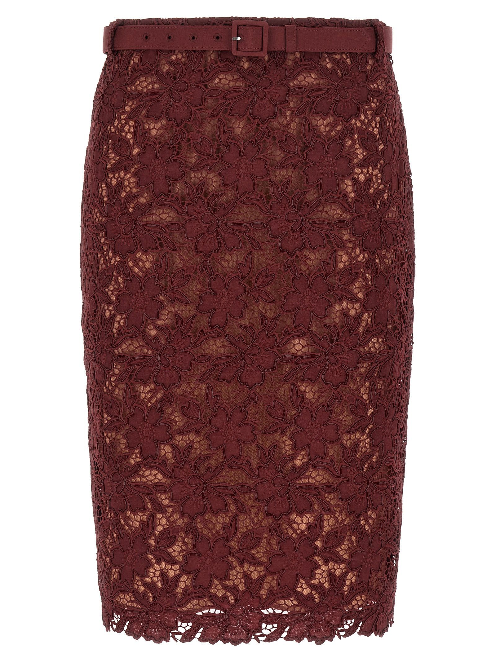 Self-Portrait 'Burgundy Guipure Lace Midi' skirt Size 27" / US 4 / IT 40 - 1 Thumbnail