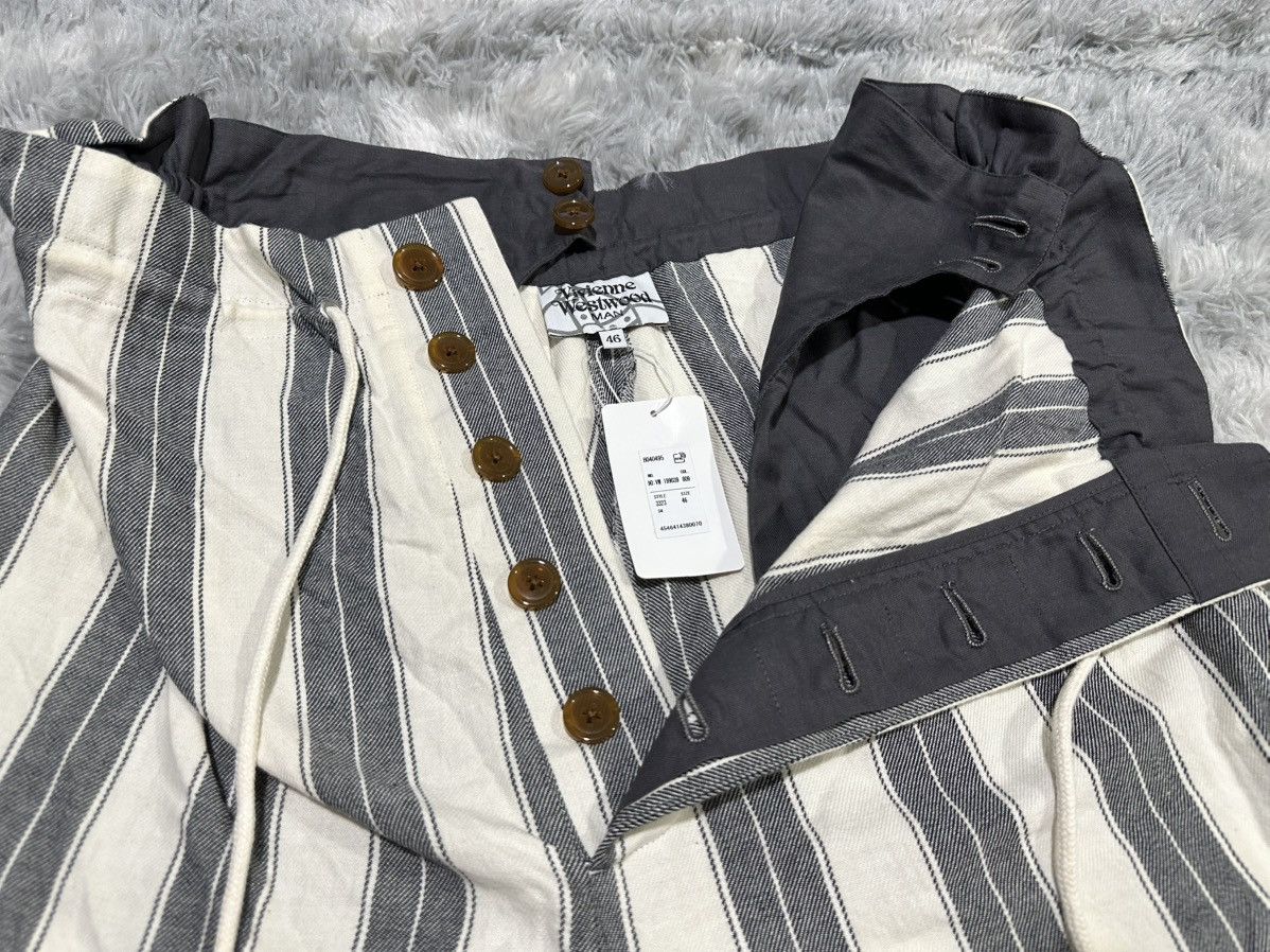 Vivienne Westwood 🔥Vivienne Westwood Man Raw Hem Striped Wide Cropped Pants Size US 32 / EU 48 - 8 Thumbnail