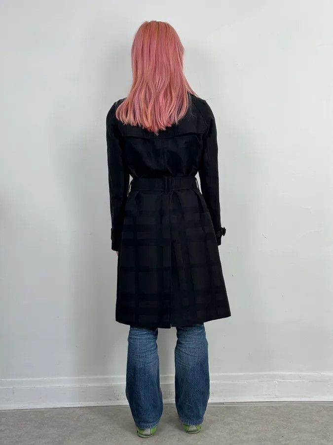 Burberry FW2009 Burberry Prorsum Black Wool Tonal Check Trench Coat Size S / US 4 / IT 40 - 3 Thumbnail