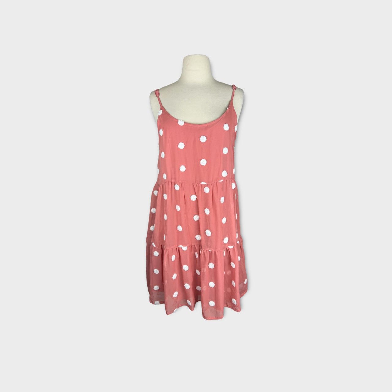 Macys Mine | Women's Textured Swiss Dot Mini Dress Apricot | Small Size S / US 4 / IT 40 - 4 Thumbnail