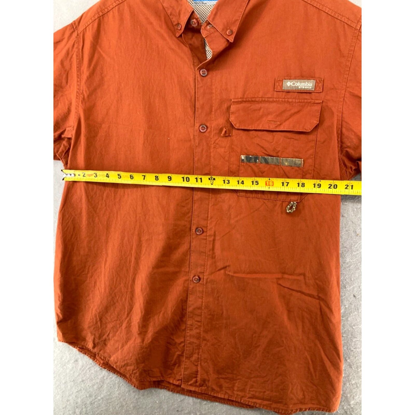 Vintage Columbia Shirt Mens Large Orange Button-Up Outdoor Athletic Pocketed Front-Left 90s? Size US L / EU 52-54 / 3 - 2 Thumbnail