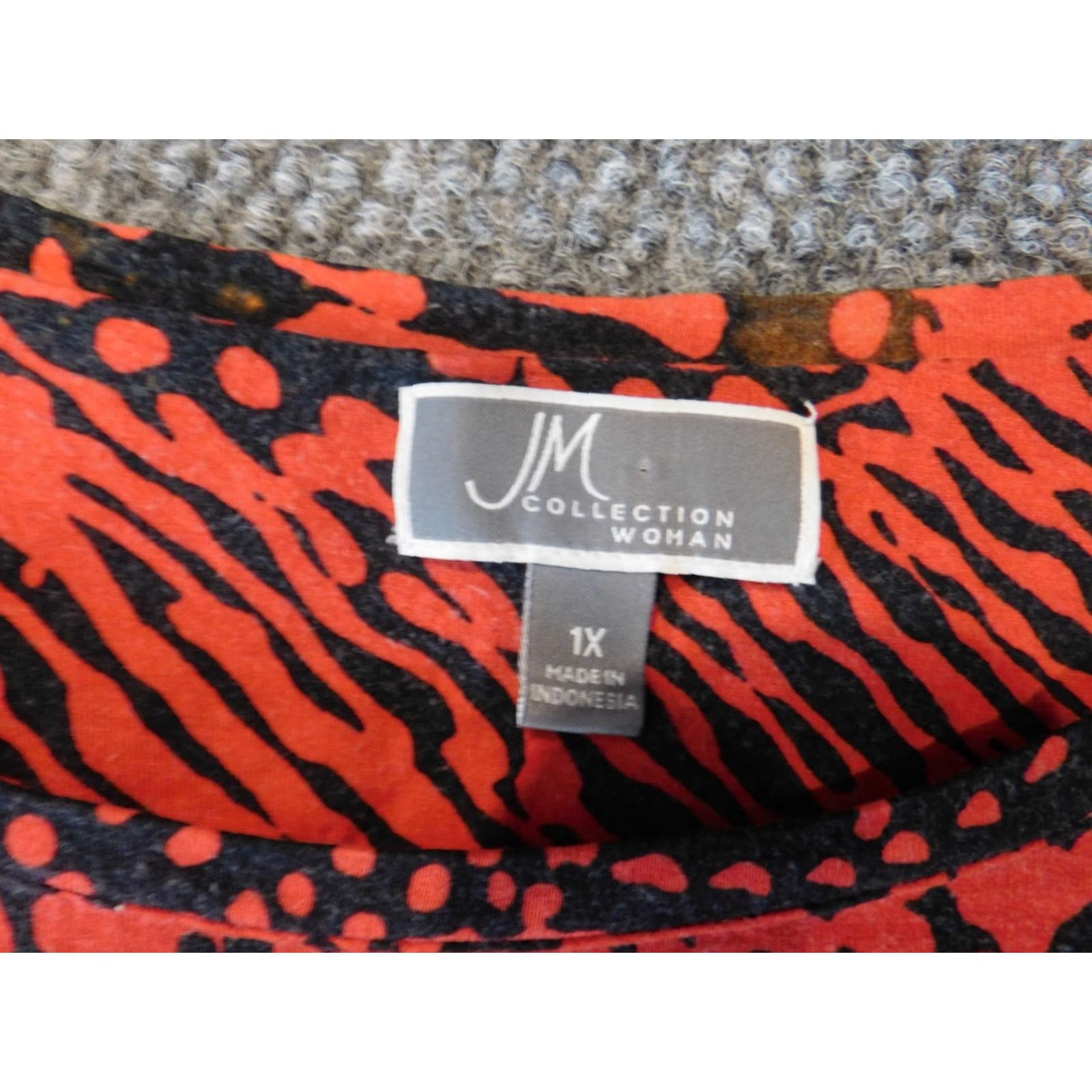 JM Collection JM Collection Blouse Women 1X Plus Red Crew Neck Knit Stretch Casual Sleeve Long Sleeve Geometric Rayon Top Basic Vintage No Size XL / US 12-14 / IT 48-50 - 6 Thumbnail