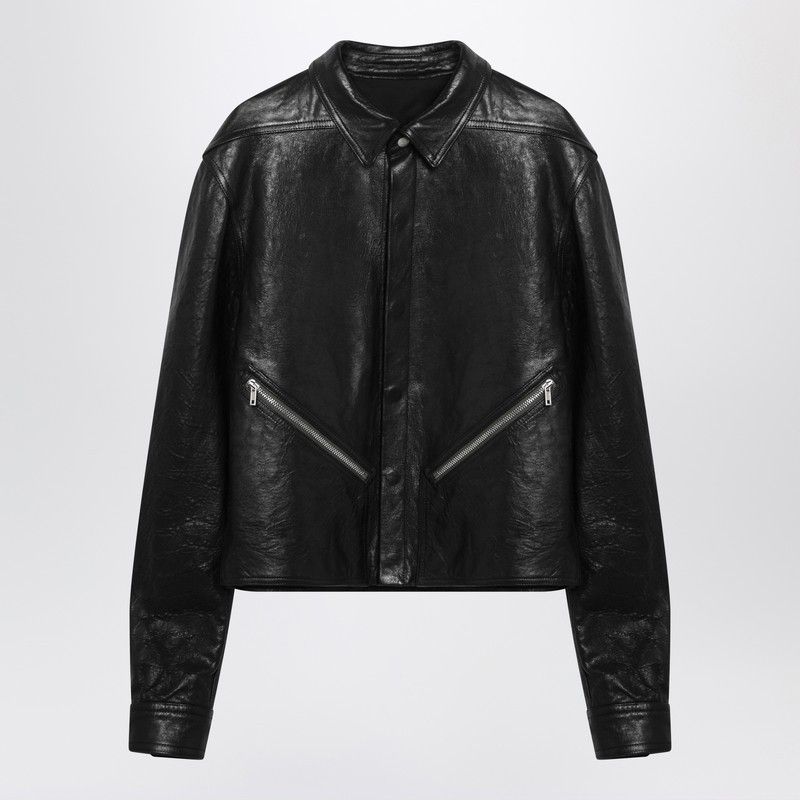 Rick Owens Rick Owens Black Cropped Leather Jacket With Zip Size US XL / EU 56 / 4 - 1 Thumbnail
