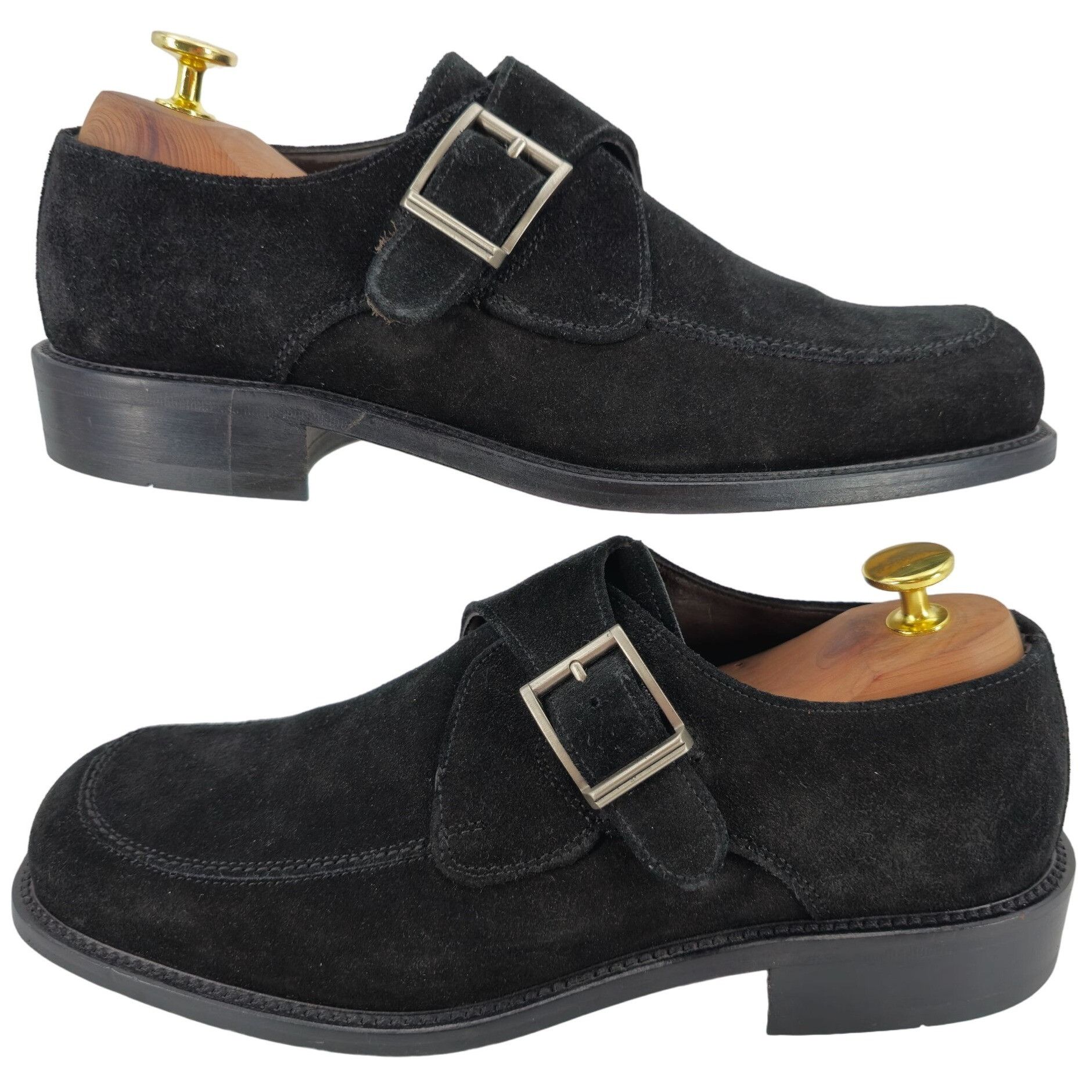 Bally Vintage Bally Italy Monk Strap Loafers Mens 8.5D Black Suede Size US 8.5 / EU 41-42 - 4 Thumbnail