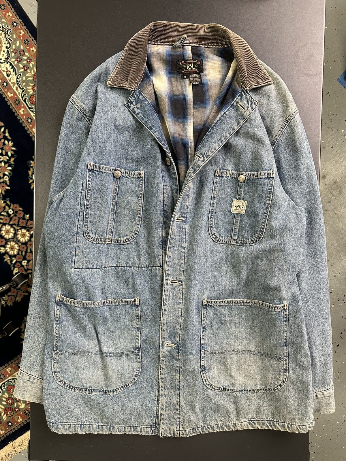 image of Rrl Ralph Laurent Denim Jacket Coveralls Blouson Vintage, Men's (Size Medium)