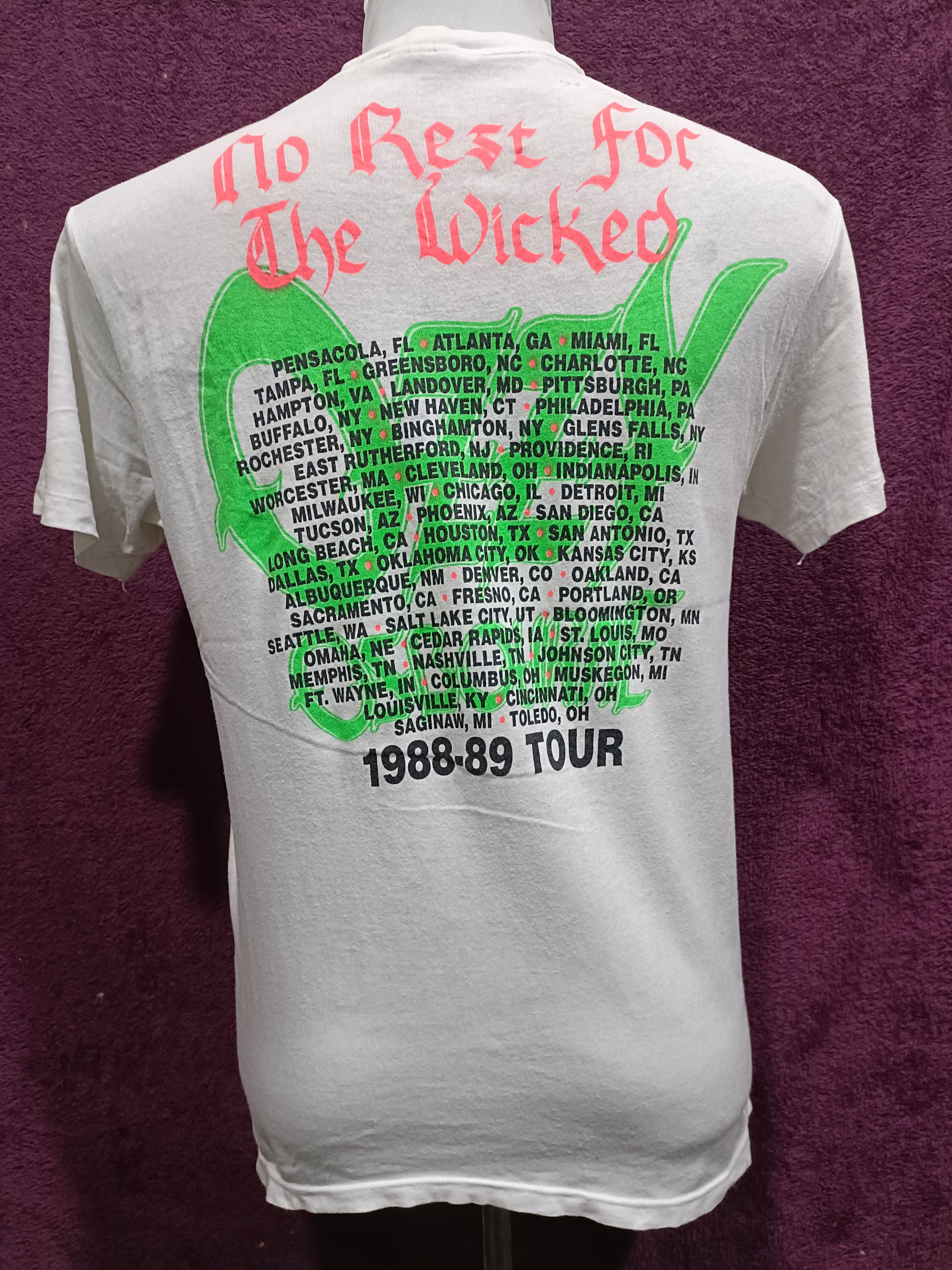 Hanes Vintage 1988 -89 Tour Ozzy Osbourne No Rest For The Wicked Size US L / EU 52-54 / 3 - 7 Thumbnail