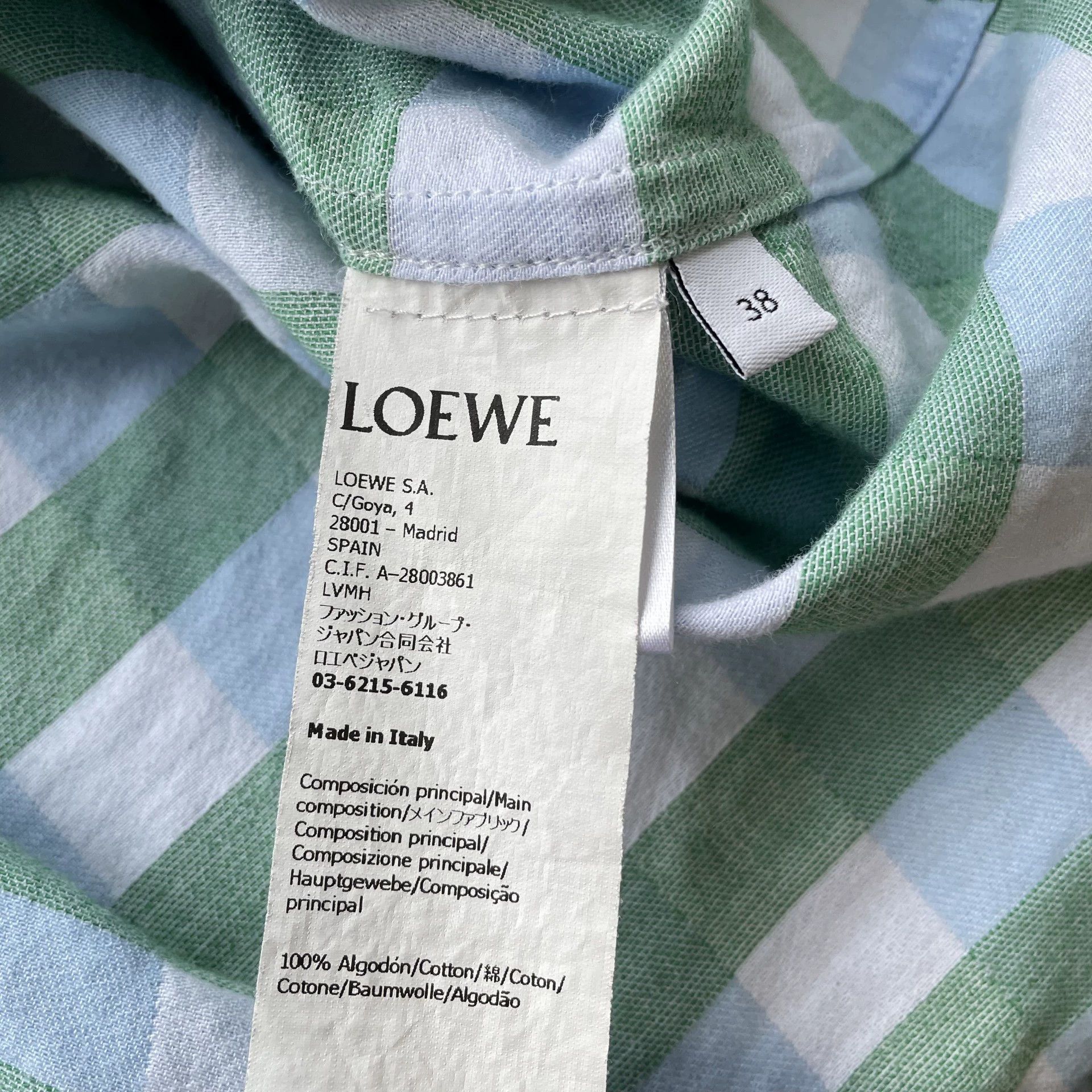 Loewe Loewe SS24 Unisex Blue Green Check Shirt 98 New 38 Size US S / EU 44-46 / 1 - 5 Thumbnail
