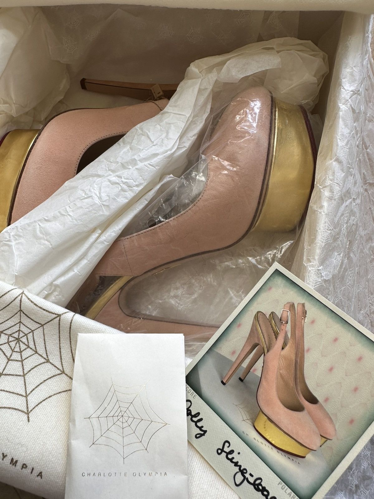 Charlotte Olympia Charlotte Olympia Dolly Slingback - Blush Suede Heels Size US 9.5 / IT 39.5 - 6 Thumbnail