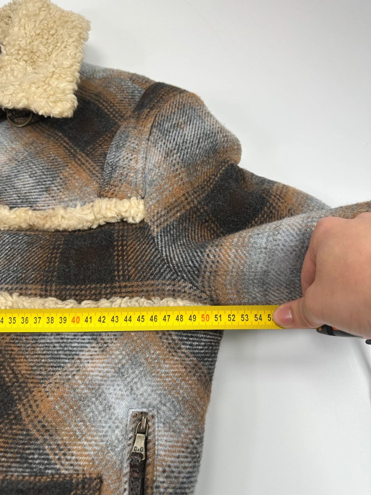 Dolce & Gabbana Dolce Gabbana Wool Brown Checkered Sherling Aviator Jacket Size US M / EU 48-50 / 2 - 20 Thumbnail
