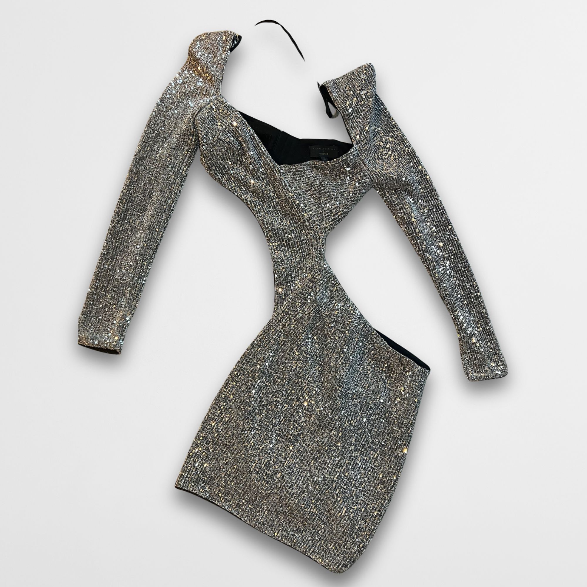 REVOLVE Michael Costello X Revolve Vula Mini Dress Silver Sequins Lo Size XS / US 0-2 / IT 36-38 - 2 Thumbnail