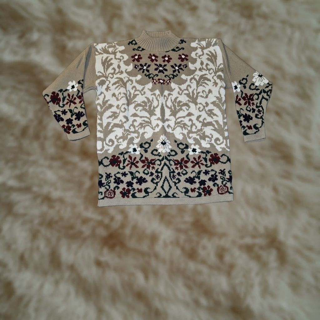 Vintage VINTAGE Dana Scott Pullover Sweater Women's L Beige Paisley 90s Christmas USA Stritched N/A Size L / US 10 / IT 46 - 1 Thumbnail