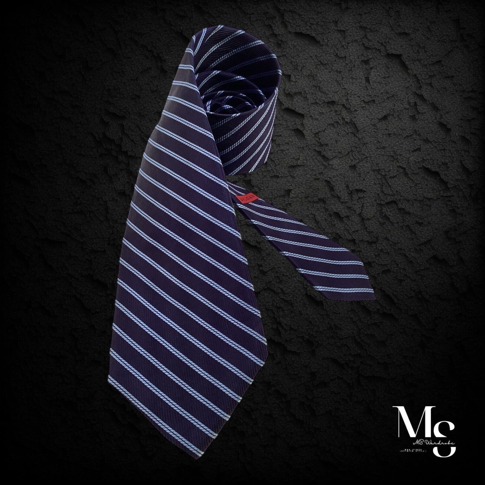 Bvlgari BVLGARI 7Fold Blue Striped Silk Tie Made In Italy W:4" NWOT Size ONE SIZE - 1 Thumbnail