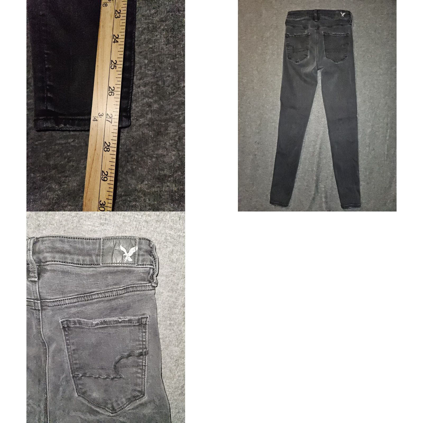 American Eagle Outfitters American Eagle Super High Rise Jeans Womens Dark Black Denim Distressed Jegging 2 Size Size 26" / US 2 / IT 38 - 8 Thumbnail