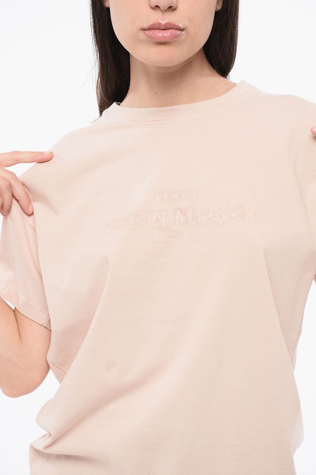 Maison Margiela og1mm0825 Cotton Crewneck T-Shirt in Light Pink Size S / US 4 / IT 40 - 3 Thumbnail