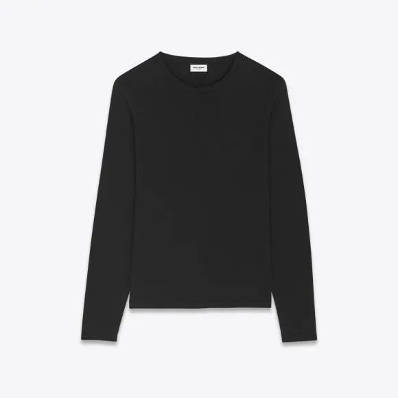 Saint Laurent Paris o1la1rc1a1225 710034 Cassandre Top in Cotton Jersey in Black Size US S / EU 44-46 / 1 - 1 Preview