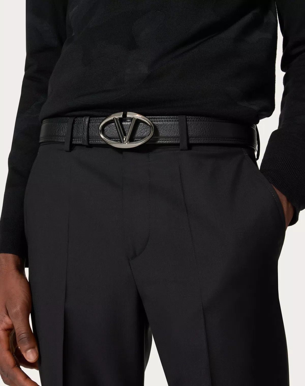 Valentino oc11z0725 Size:085/Grainy Calfskin Belt 35 Mm in Black Size ONE SIZE - 5 Thumbnail