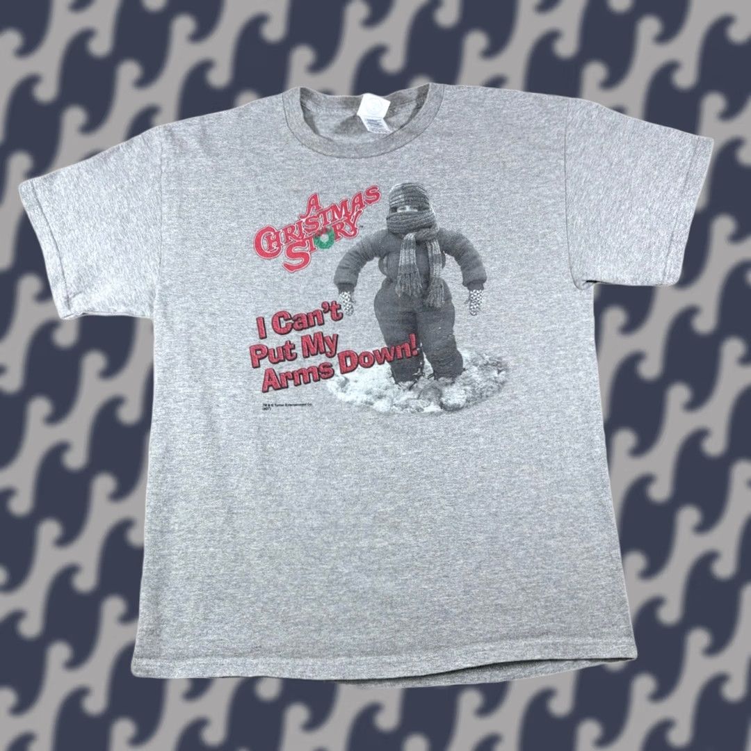 Delta VINTAGE A Christmas Story Shirt Unisex Adults L Gray Crew Neck Short Sleeve Cotton I Cant Put My Arms Down Holiday Funny Mens Womens Girls Boys Size US L / EU 52-54 / 3 - 1 Thumbnail