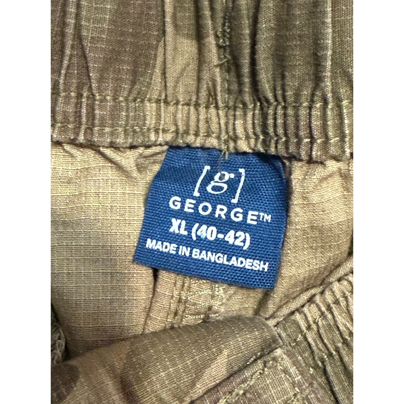 George George Pants Cargo Pants Men XL Camouflage Tie Waist Pull On Multicolor Green Brown Inseam 28.5 inches Size US 36 / EU 52 - 6 Thumbnail