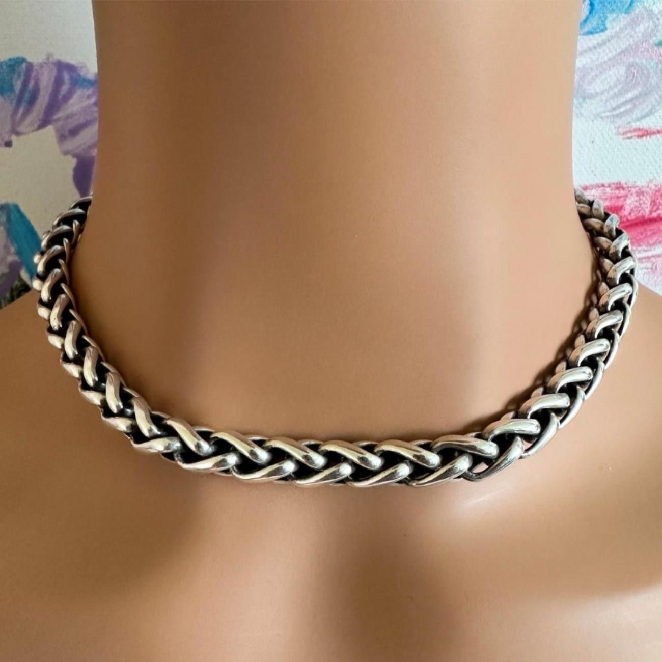 Silver 14k Yellow Gold Wheat 8.5mm Chain Necklace 16