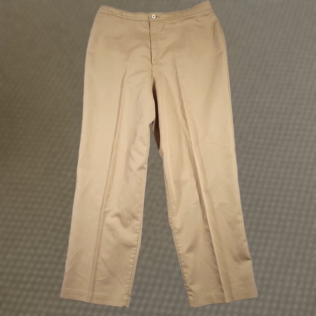 JCPenney JCPenney Pants Mens 34x29 Khaki Flat Front Classic Fit Chino Cotton Casual Size US 31 - 1 Thumbnail