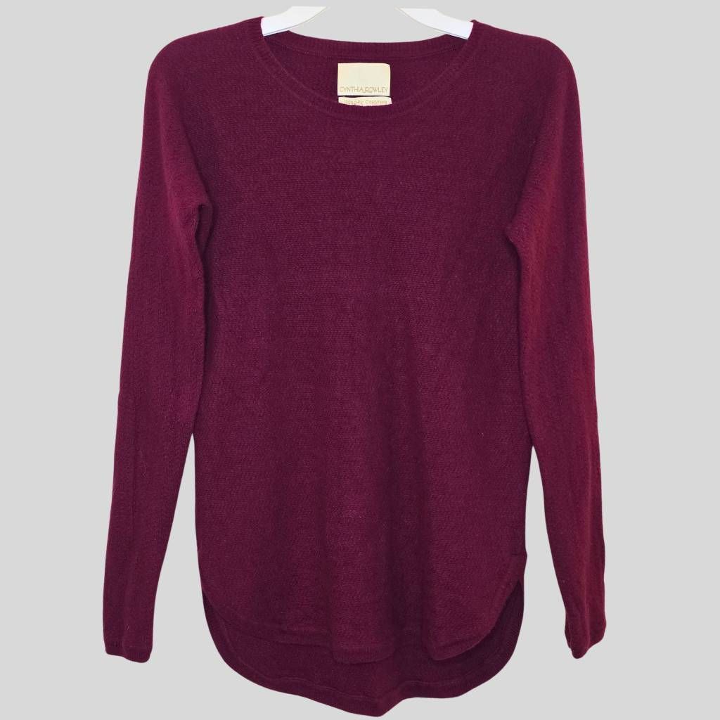 Cynthia Rowley Cynthia Rowley 100% Cashmere Sweater Burgundy Wine Split Hem Size M / US 6-8 / IT 42-44 - 1 Thumbnail