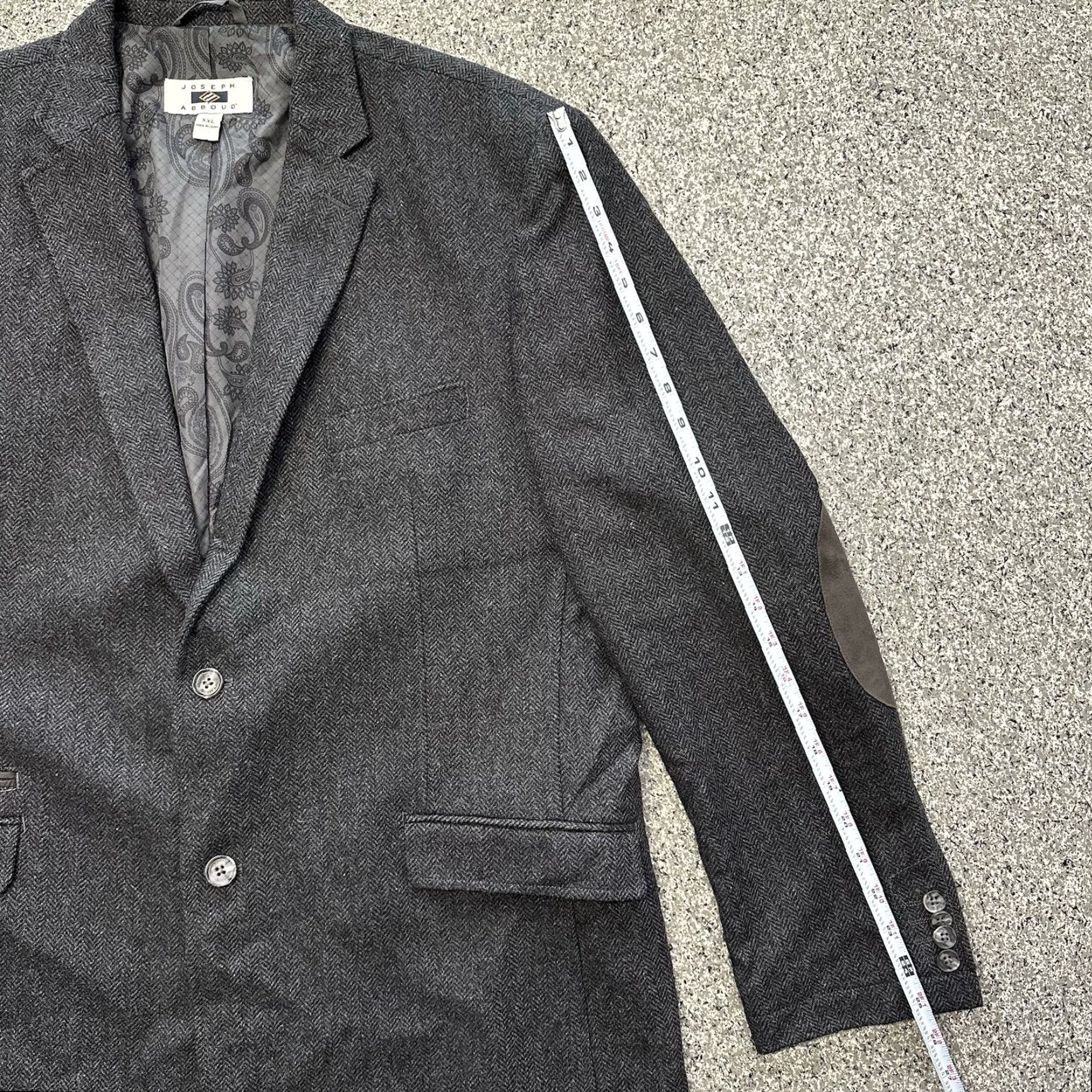 Joseph Abboud Joseph Abboud Blazer Mens XXL Grey Herringbone Tweed Sport Coat Two-Button Elbow Patch Wool Polyester Size 48R - 6 Thumbnail