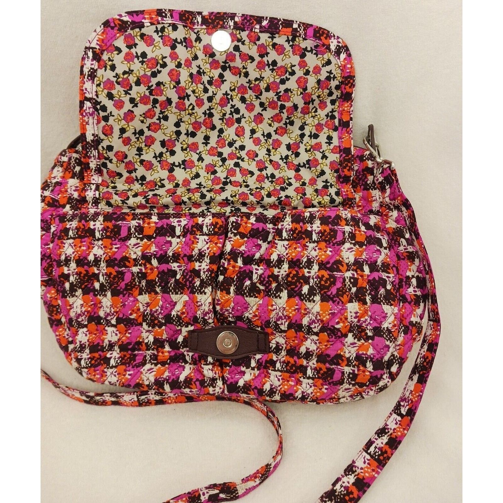 Vera Bradley VERA BRADLEY CROSSBODY Pink Orange Shoulder Bag Houndstooth Size ONE SIZE - 5 Thumbnail