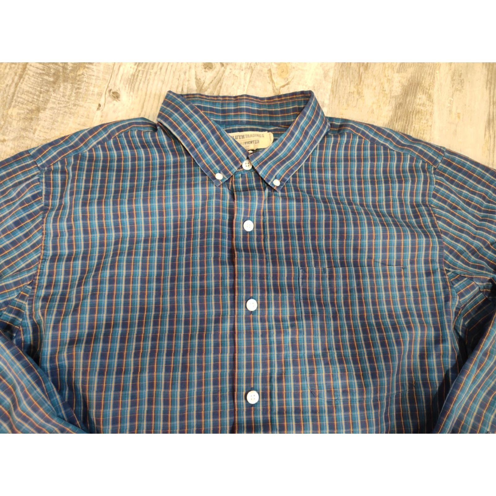 CO DULUTH TRADING CO Mens XLT Button Down Plaid Blue Shirt Wrinkle Fighter Casual Outdoor Size US XL / EU 56 / 4 - 7 Thumbnail