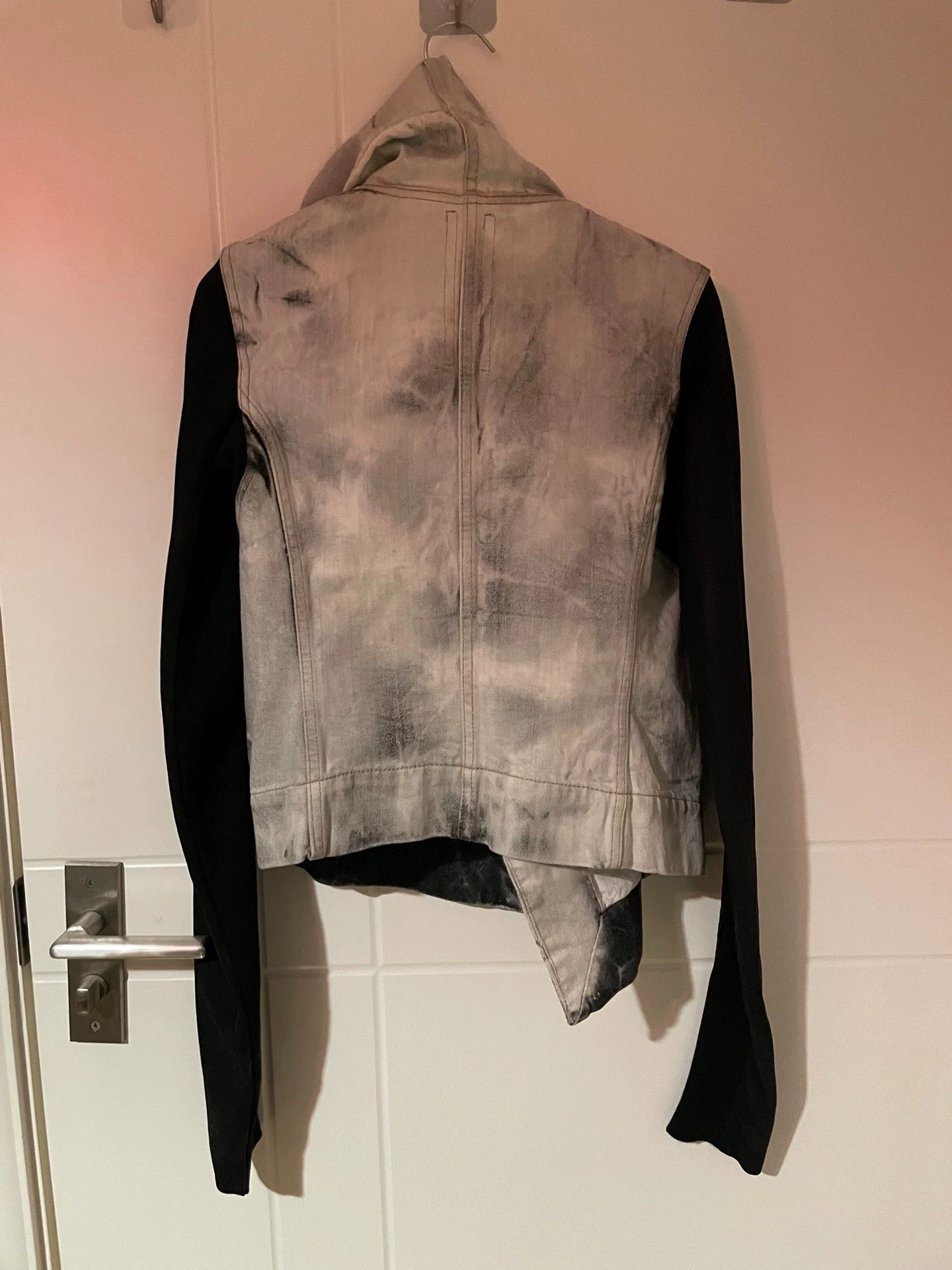 Rick Owens RO XS Skinny Denim & Leather Sleeve Jacket (Black Gray Wash) Size US XS / EU 42 / 0 - 3 Thumbnail