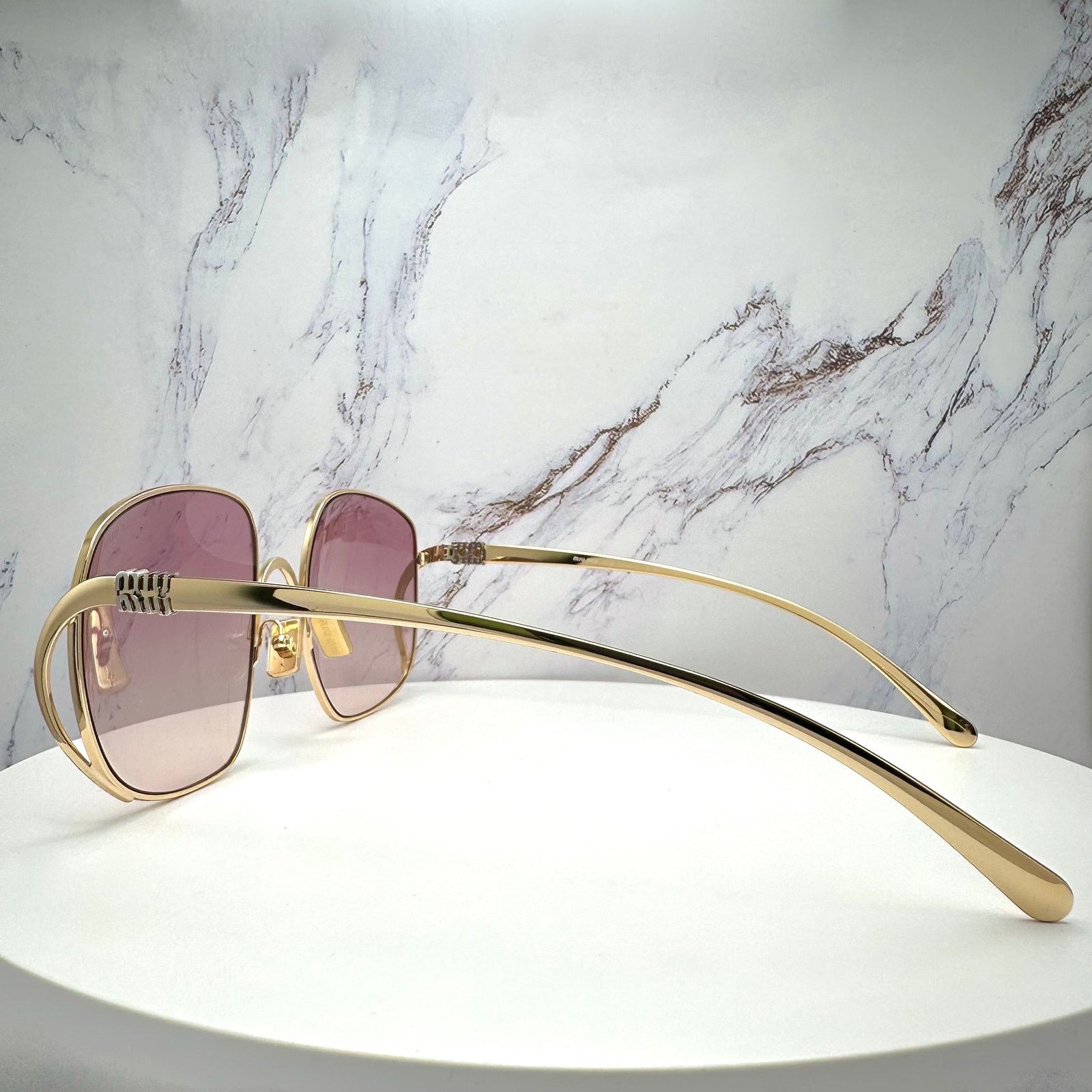 Miu Miu MIU MIU Sunglasses Gold Metal Square Oversized Gradient Lens Size ONE SIZE - 7 Thumbnail