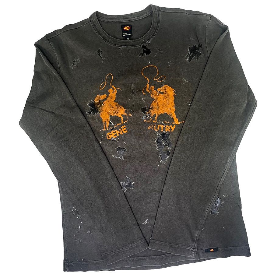 Other Vintage Dark Olive Long Sleeve Cowboy T-Shirt Size US S / EU 44-46 / 1 - 2 Thumbnail