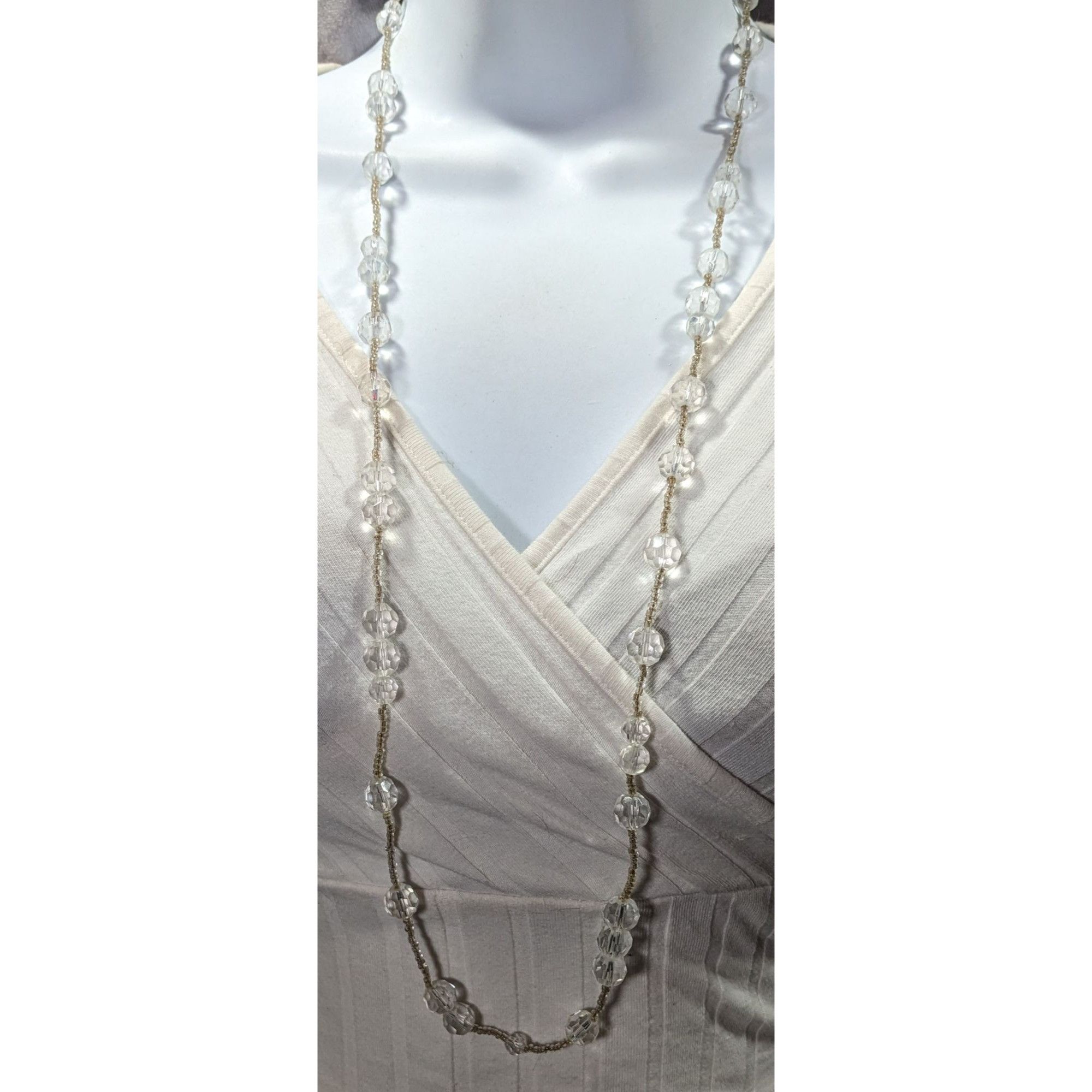 Other Elegant Clear Glass Beaded Station Necklace Size ONE SIZE - 5 Thumbnail