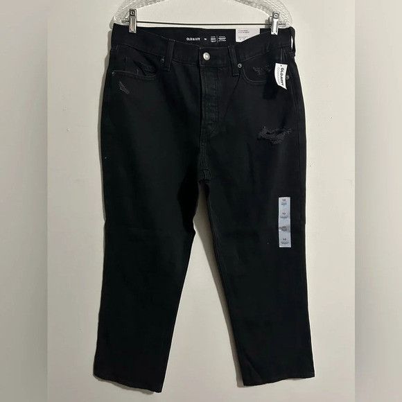 Old Navy NWT Old Navy Black Slouchy Straight Jeans Size 32" / US 10 / IT 46 - 1 Thumbnail