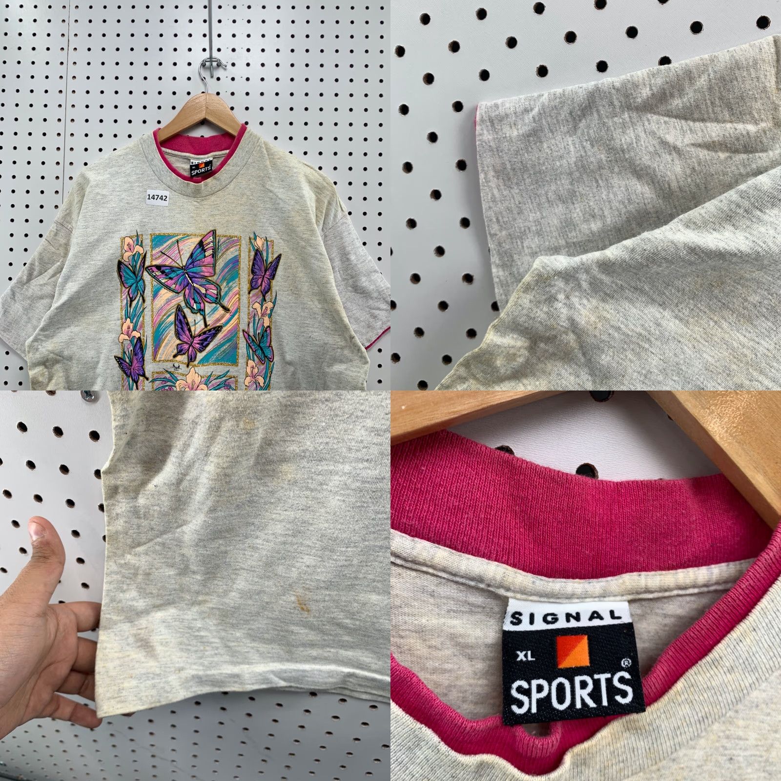 Pinko VINTAGE Signal Butterfly Shirt Washington DC Gray Pink Trim XL T-Shirt Unisex Adults Size US XL / EU 56 / 4 - 8 Thumbnail