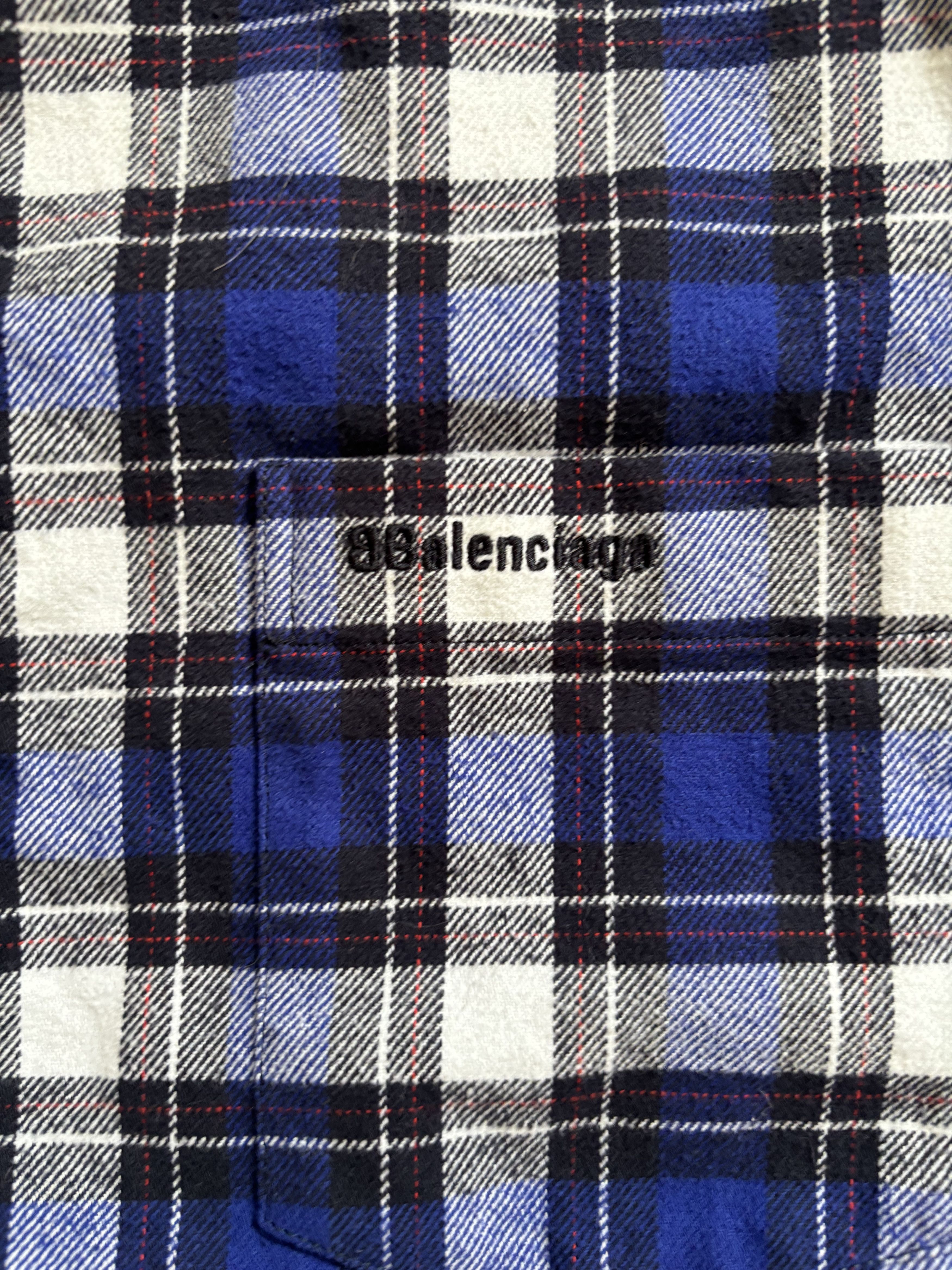 Balenciaga Balenciaga Blue Flannel Trucker Jacket Size US XL / EU 56 / 4 - 3 Thumbnail