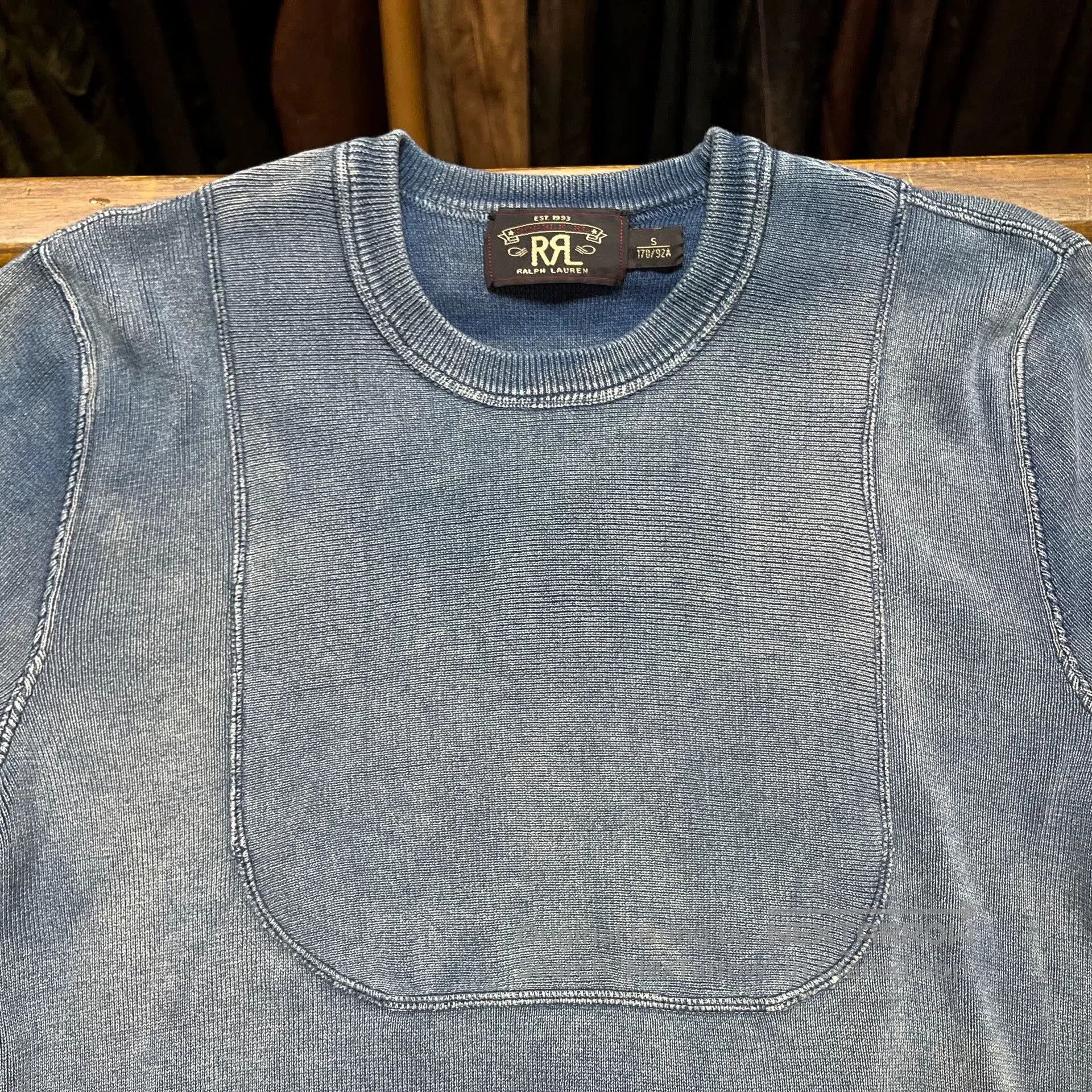 RRL Ralph Lauren RRL Indigo Wash Long Sleeve Knit Shirt. Size US S / EU 44-46 / 1 - 3 Thumbnail