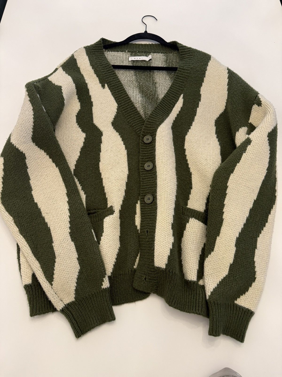 MNML mnml Zebra Green/White Cardigan Size Large Size US L / EU 52-54 / 3 - 1 Thumbnail